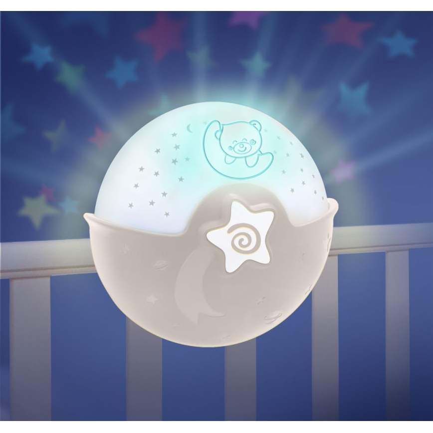 Infantino – Maža vaikiška lemputė su projektoriumi 3xAA pilka