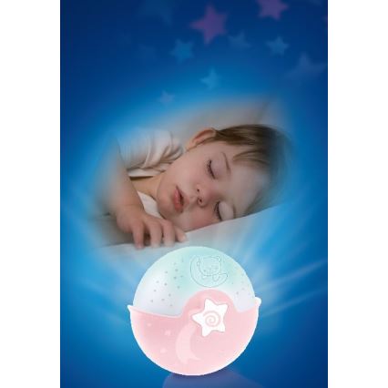Infantino – Maža vaikiška lemputė su projektoriumi 3xAA rožinė