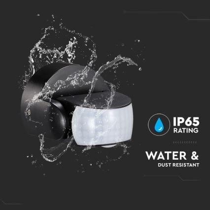 Infraraudonųjų spindulių lauko judesio jutiklis 180/360° 600W/230V IP65 juoda