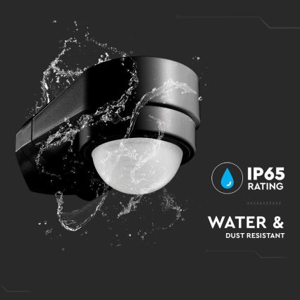 Infraraudonųjų spindulių lauko judesio jutiklis 240° 600W/230V IP65 juoda