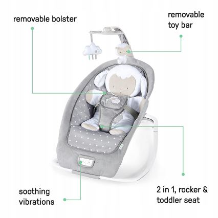 Ingenuity - Kūdikių rokeris su melodija CUDDLE LAMB 3xLR14