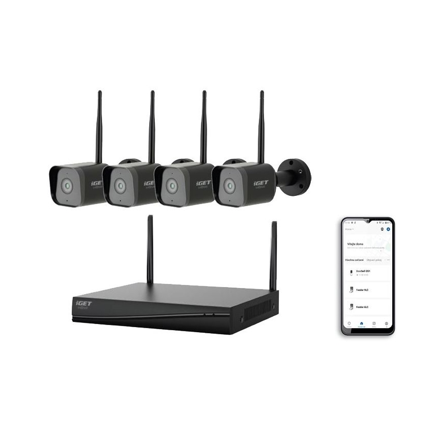Išmani kamerų sistema + 4x kamera su jutikliu 2K+ 12V IP65 Wi-Fi