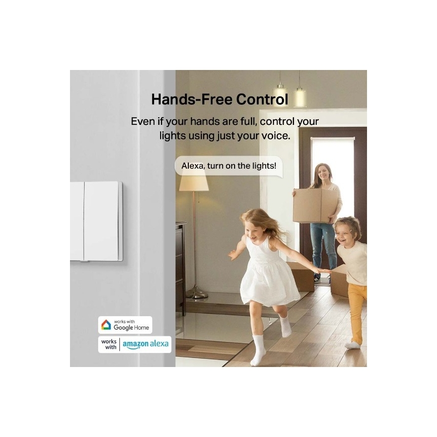 Išmanus dviejų mygtukų šviesos jungiklis 2×AAA