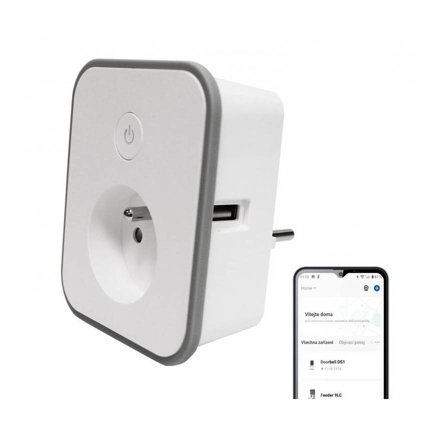 Išmanus kištukas su suvartojimo matavimu 3680W/230V + 2xUSB/12W/5V Wi-Fi
