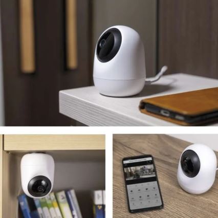 Išmanus patalpose swivel Kamera su judesio jutikliu GoSmart 5V Wi-Fi Tuya balta