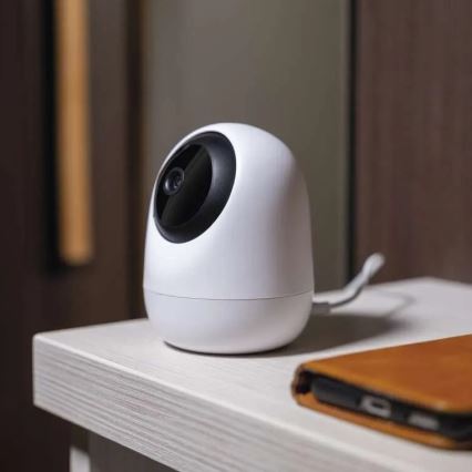 Išmanus patalpose swivel Kamera su judesio jutikliu GoSmart 5V Wi-Fi Tuya balta