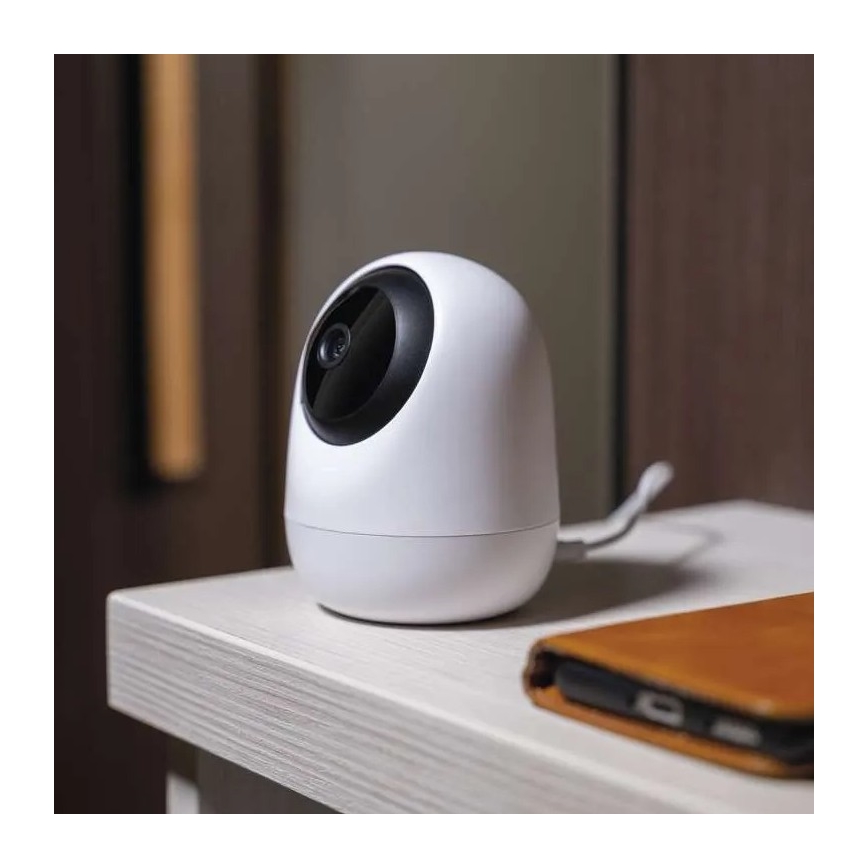 Išmanus patalpose swivel Kamera su judesio jutikliu GoSmart 5V Wi-Fi Tuya balta