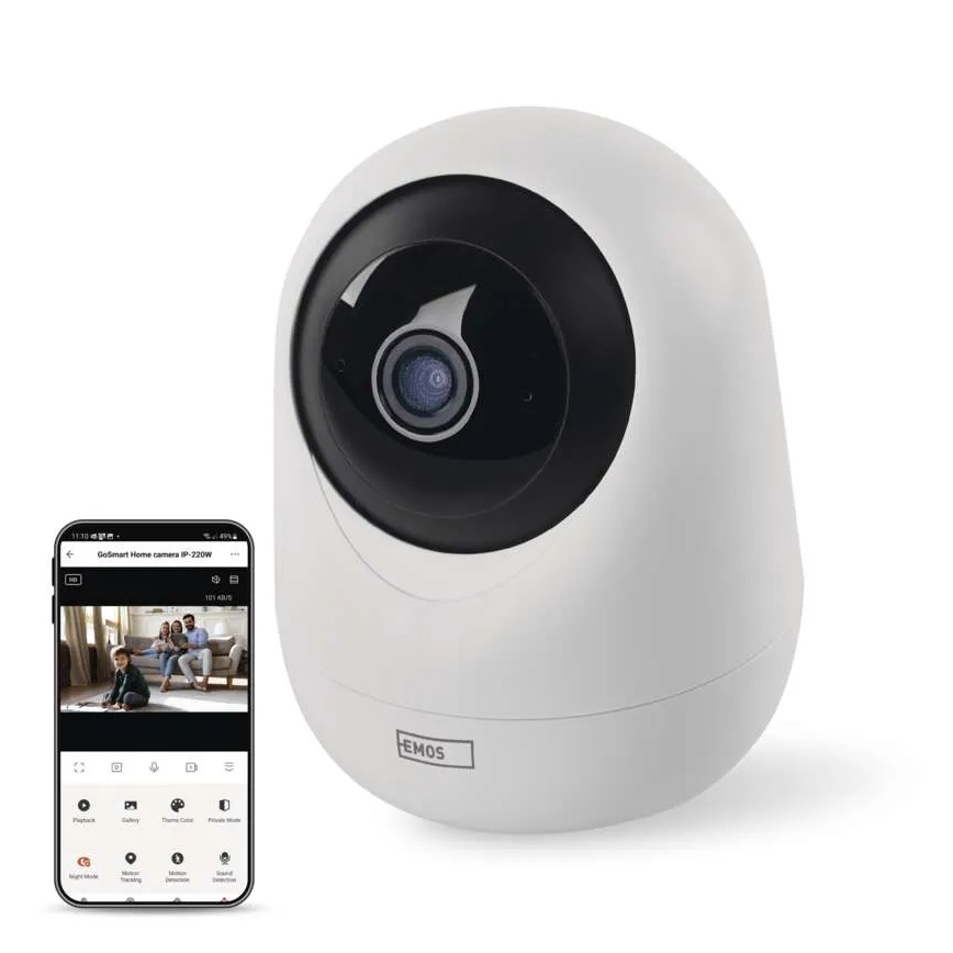 Išmanus patalpose swivel Kamera su judesio jutikliu GoSmart 5V Wi-Fi Tuya balta