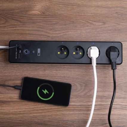 Išmanus prailginimas laidas su jungikliu GoSmart 4Z + 1xUSB-A + 1xUSB-C 2 m Wi-Fi Tuya