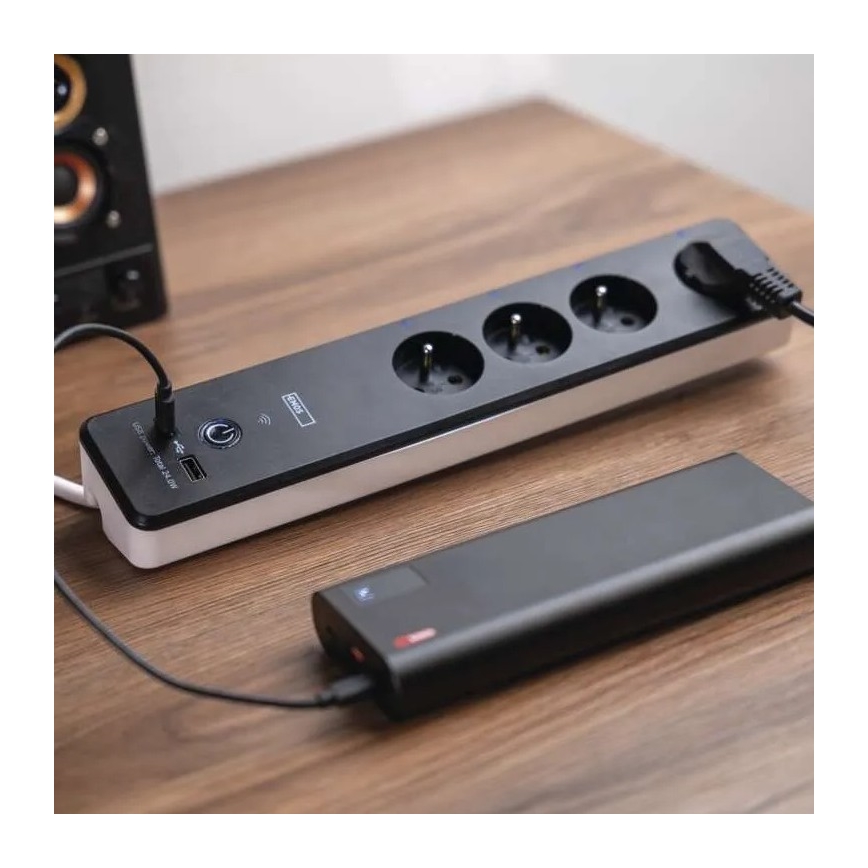 Išmanus prailginimas laidas su jungikliu GoSmart 4Z + 1xUSB-A + 1xUSB-C 2 m Wi-Fi Tuya