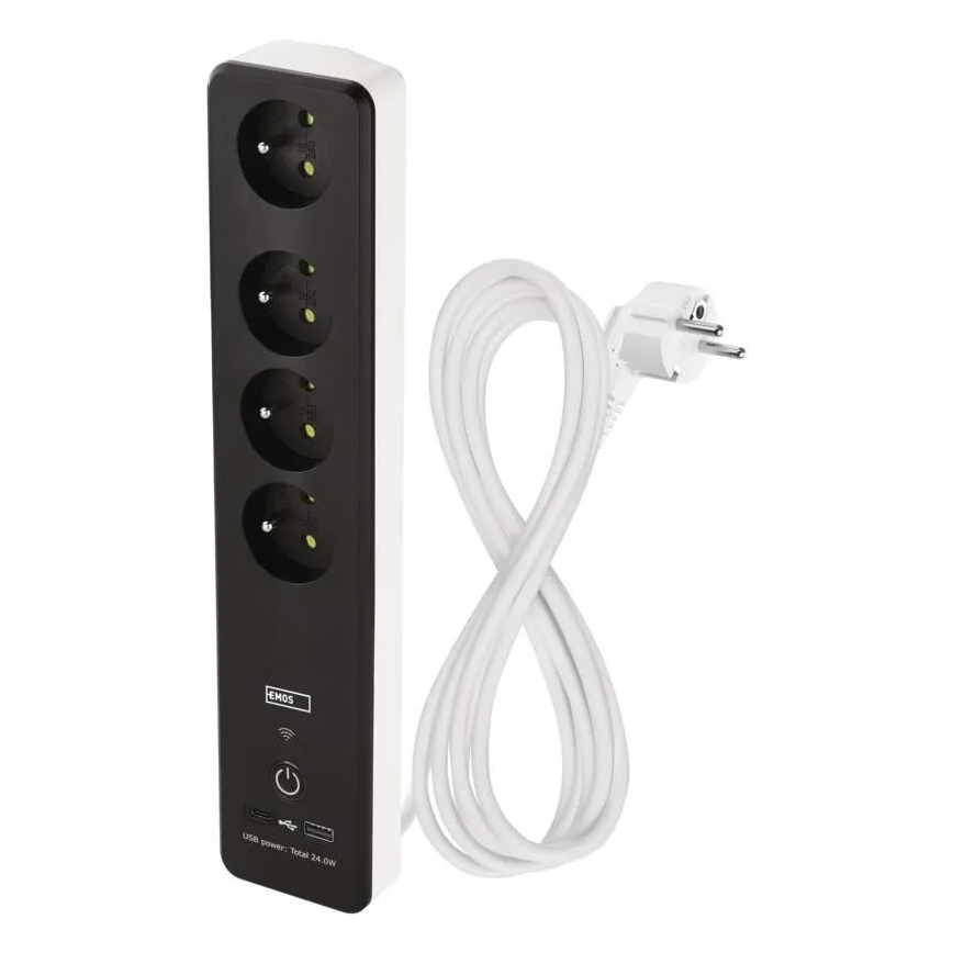 Išmanus prailginimas laidas su jungikliu GoSmart 4Z + 1xUSB-A + 1xUSB-C 2 m Wi-Fi Tuya