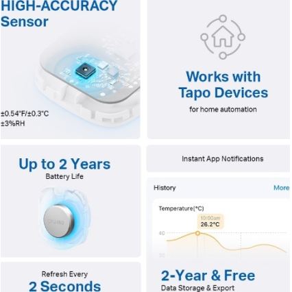 Išmanus temperatūros ir drėgmės matavimo jutiklis 1xCR2450