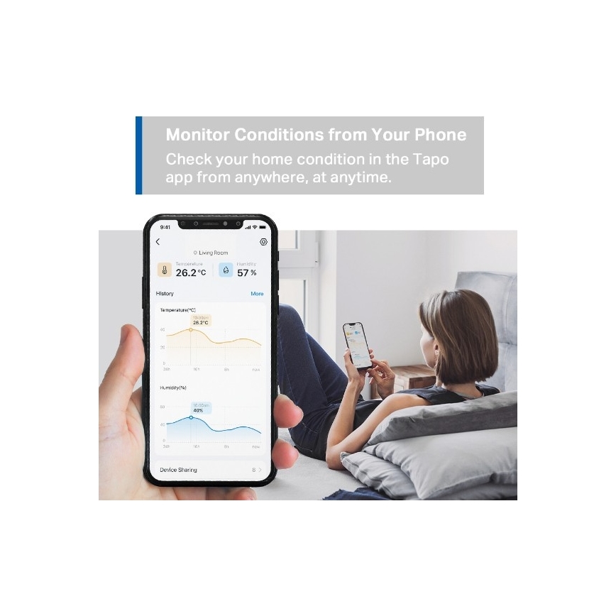 Išmanus temperatūros ir drėgmės matavimo jutiklis 1xCR2450