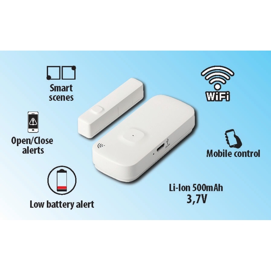 Išmanusis langų ir durų jutiklis 3,7V 500 mAh Wi-Fi Tuya