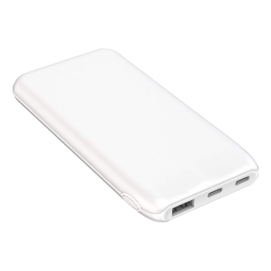 Išorinė baterija 10000 mAh 10W Power Delivery 2xUSB-C + 1xUSB-A balta