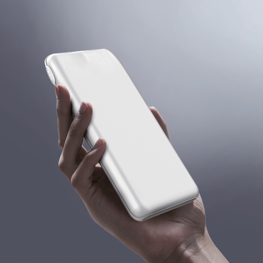 Išorinė baterija 10000 mAh 10W Power Delivery 2xUSB-C + 1xUSB-A balta