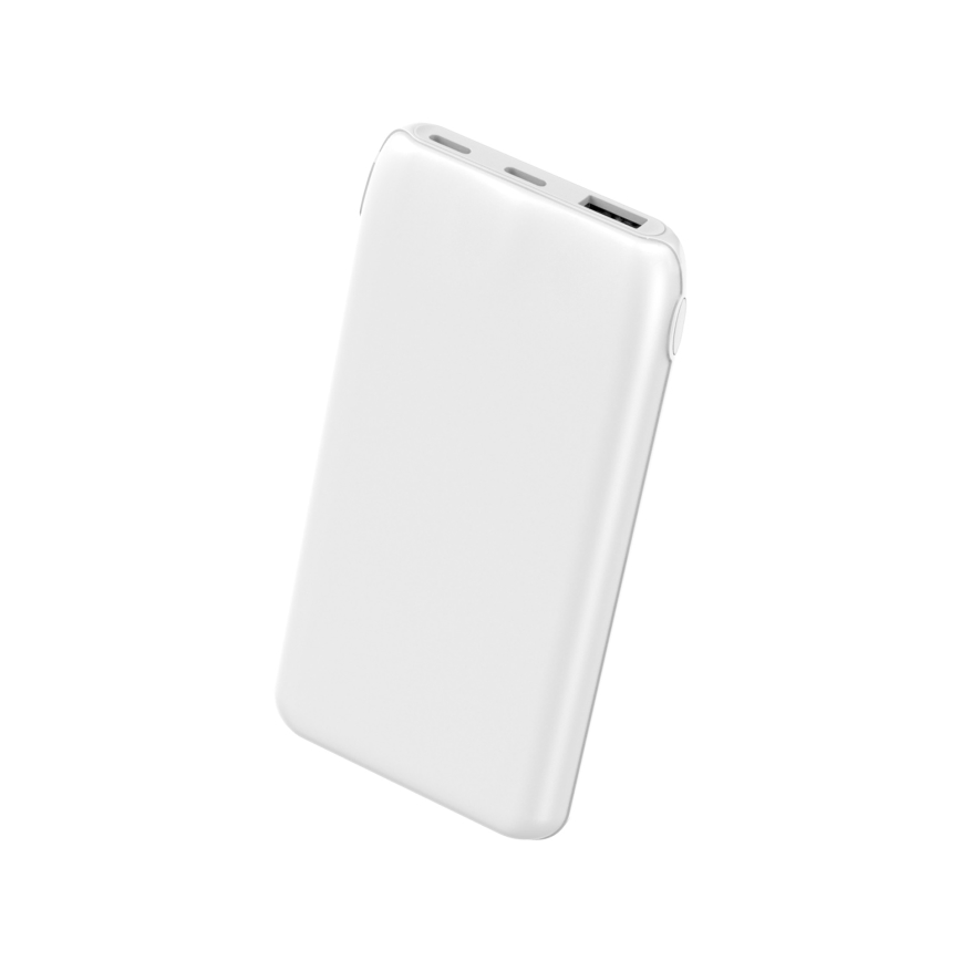 Išorinė baterija 10000 mAh 10W Power Delivery 2xUSB-C + 1xUSB-A balta