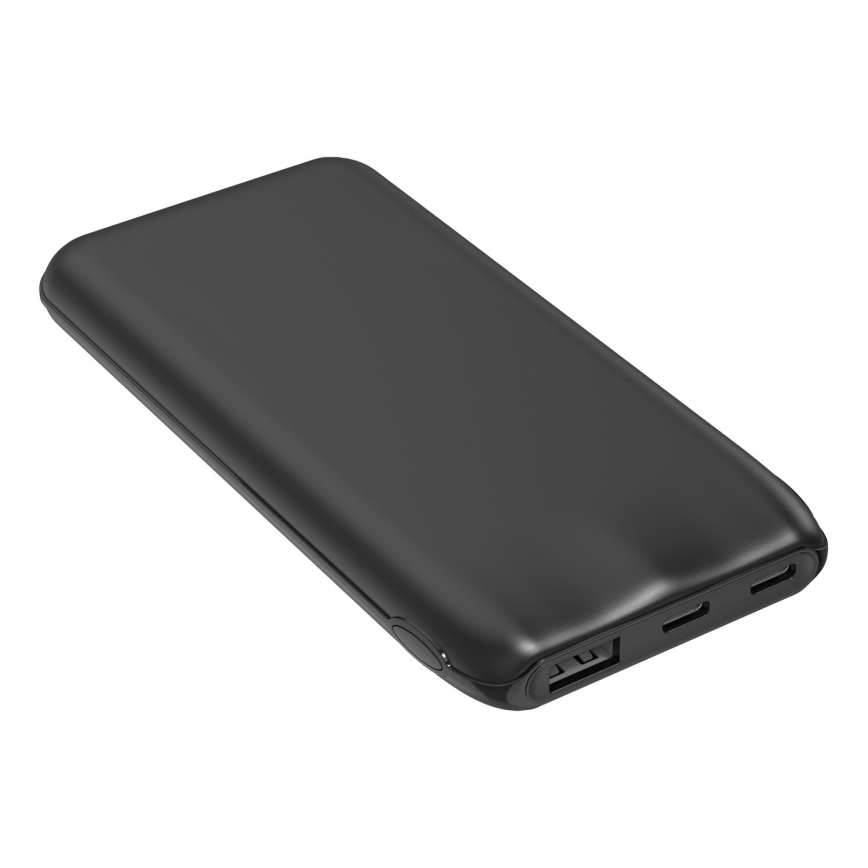 Išorinė baterija 10000 mAh 10W Power Delivery 2xUSB-C + 1xUSB-A juoda
