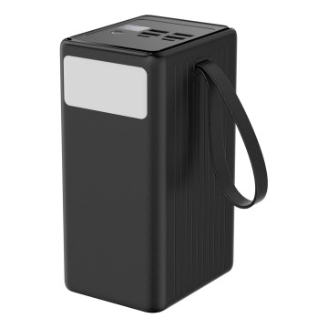 Išorinė baterija 70000 mAh 20W Power Delivery 4xUSB-A + 2xUSB-C Su LED žibintuvėlis su kabliu ir magnetu ir USB-C laidas 1m juoda