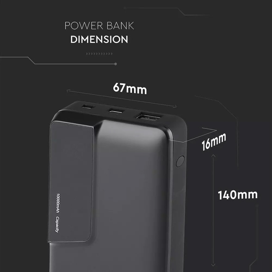 išorinė baterija su ekranu 10000mAh/3,7V juoda