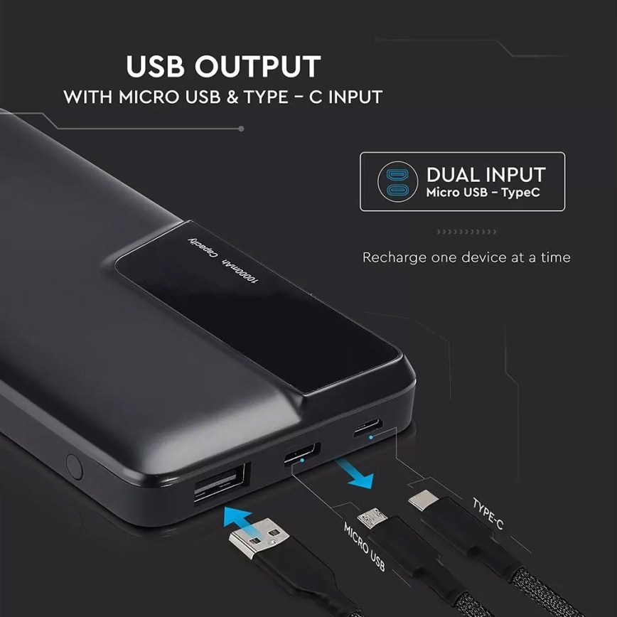 išorinė baterija su ekranu 10000mAh/3,7V juoda