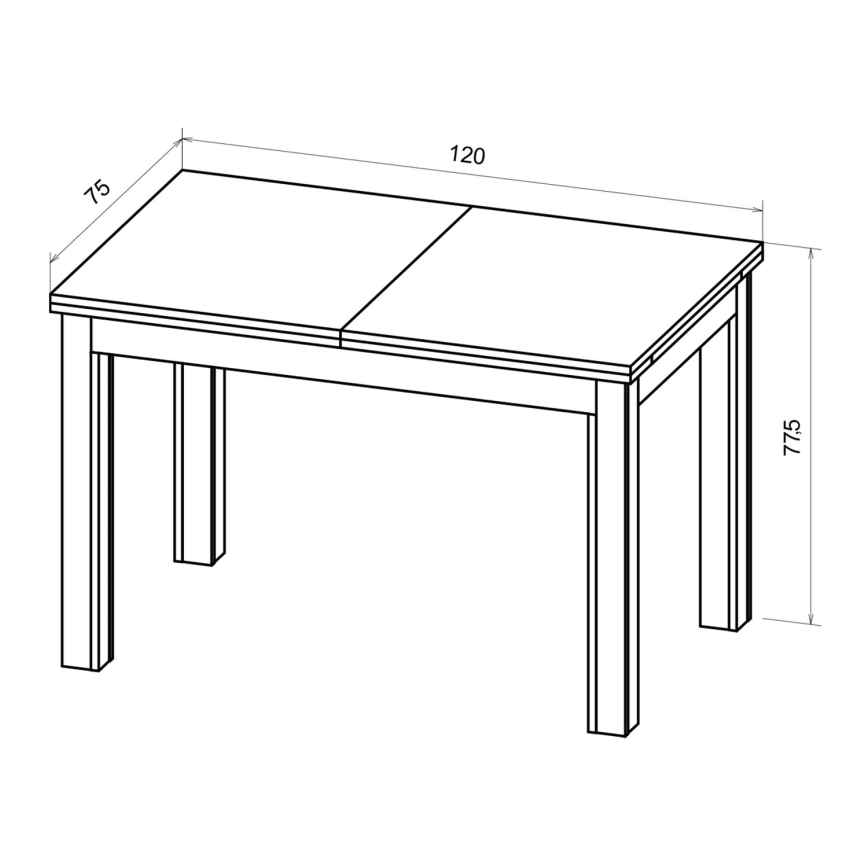 Išplečiamas valgomasis stalas DOO 120/160x75 cm ąžuolas craft/juoda