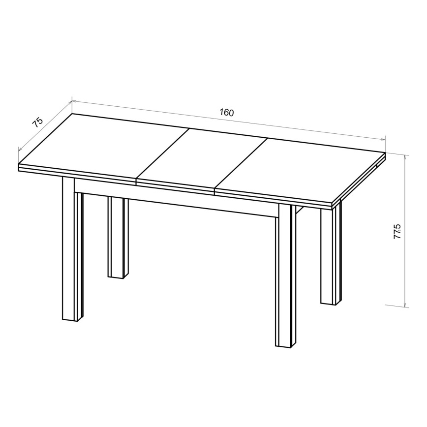 Išplečiamas valgomasis stalas DOO 120/160x75 cm ąžuolas craft/juoda