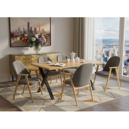Išplečiamas valgomojo stalas DOMO 150/190x80 cm ąžuolas craft/juoda