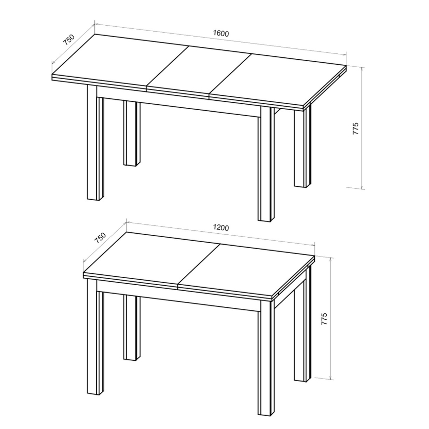Išplečiamas valgomojo stalas DOO 120/160x75 cm ąžuolas artisan/juodas