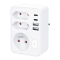 Išsišakojanti rozetė 1x16A+2x 2,5A su 2x USB A+C įkrovikliu, balta