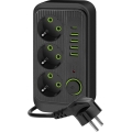 Išsiskirstymo lizdas su jungikliu LINEA 3x230V + 5xUSB A/C SCHUKO 3 m juodas