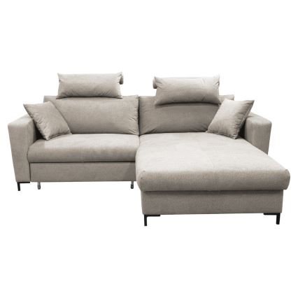 Išsiskleidžianti kampinė sofa-lova su patalynės dėže, L formos, HORTA, dešinė, pilka