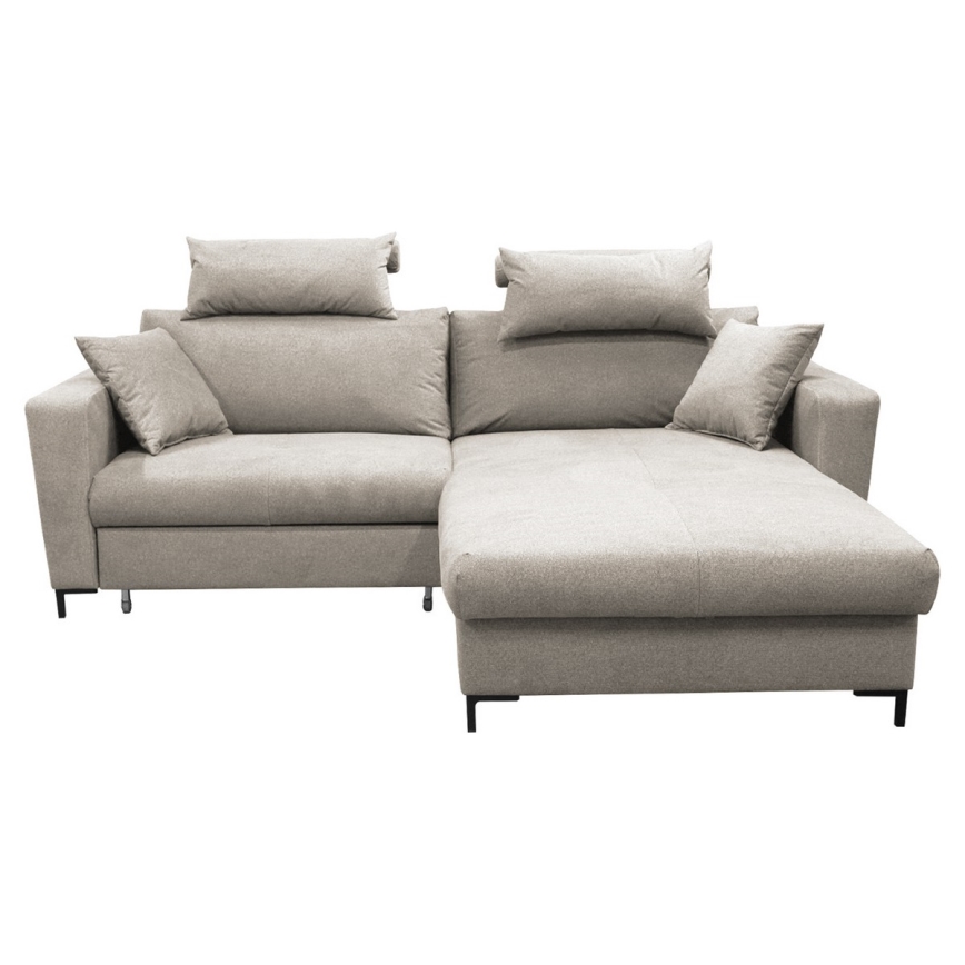 Išsiskleidžianti kampinė sofa-lova su patalynės dėže, L formos, HORTA, dešinė, pilka