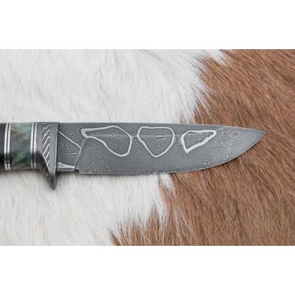 Išskirtinis Damasko peilis 11,6 cm klevas/juodmedis