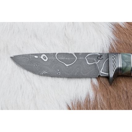 Išskirtinis Damasko peilis 11,6 cm klevas/juodmedis