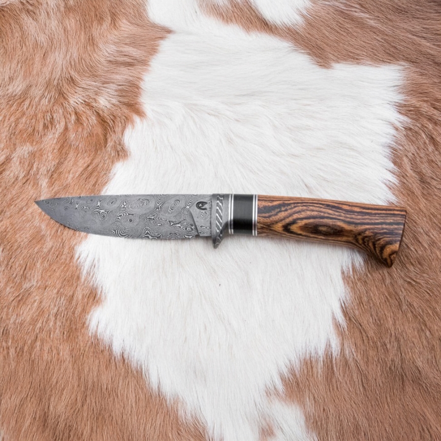 Išskirtinis Damasko peilis 12 cm bocote/juodmedis