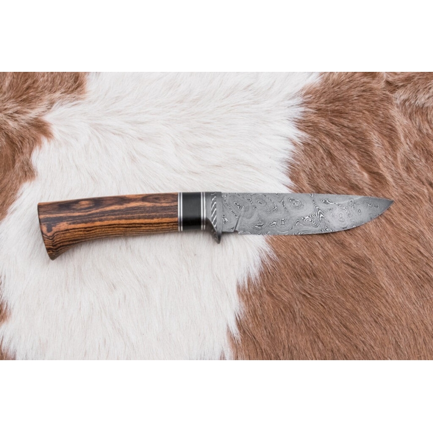 Išskirtinis Damasko peilis 12 cm bocote/juodmedis