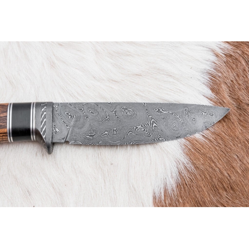 Išskirtinis Damasko peilis 12 cm bocote/juodmedis