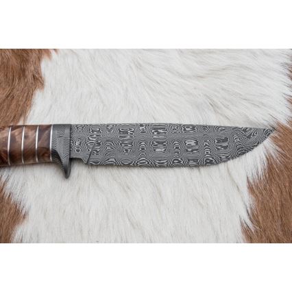 Išskirtinis Damasko peilis 14,4 cm kaštonas/mamuto dantis