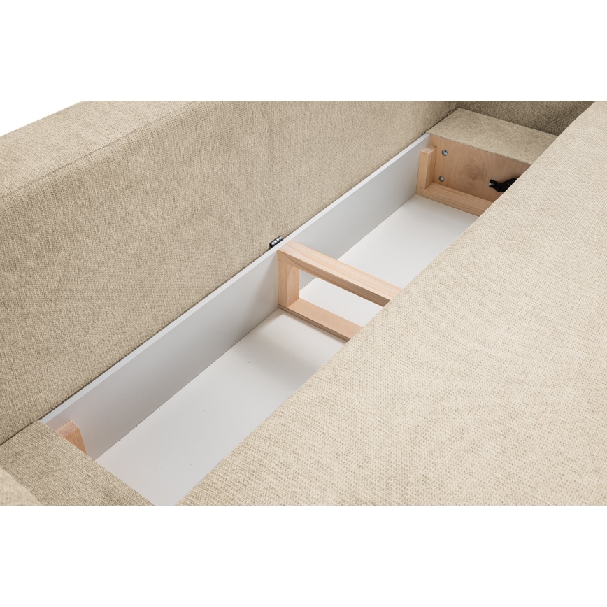 Išskleidžiama trijų vietų sofa OLBIA smėlio spalvos