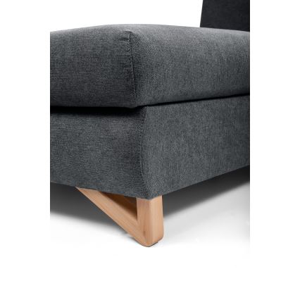 Išskleidžiama L formos kampinė minkšta sofa AVESTA su patalynės dėže, kairinė, antracito spalvos