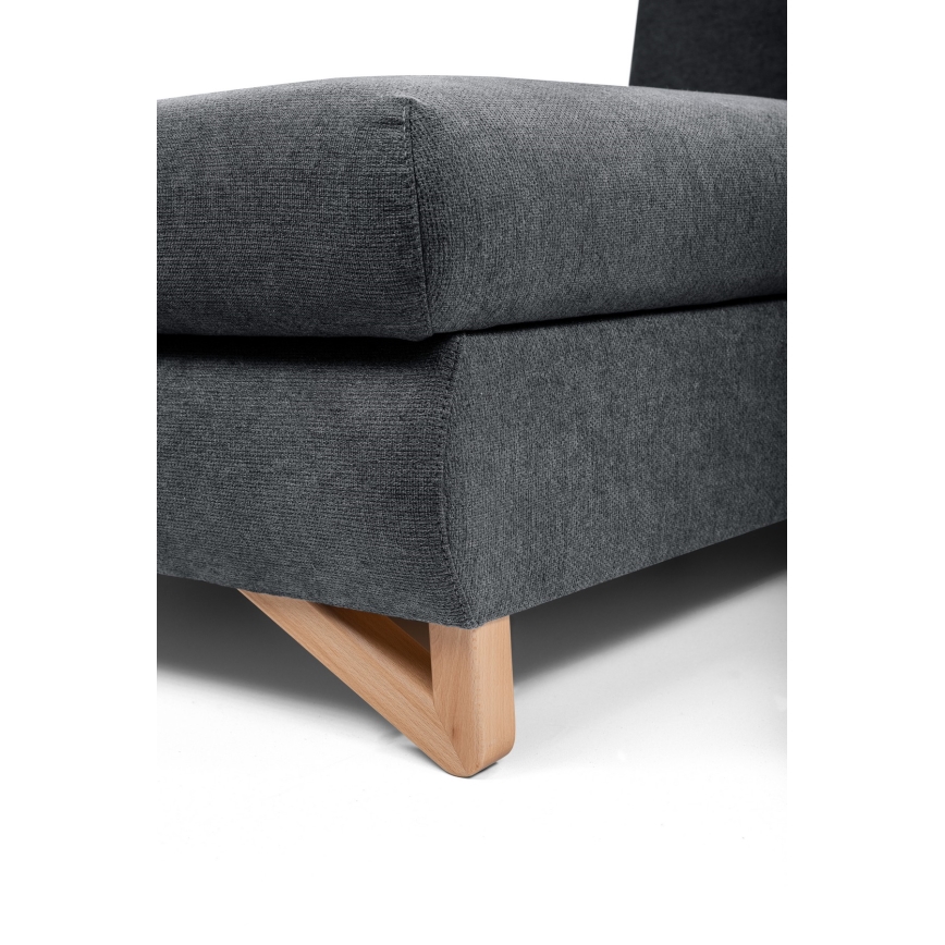 Išskleidžiama L formos kampinė minkšta sofa AVESTA su patalynės dėže, kairinė, antracito spalvos