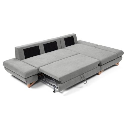 Išskleidžiama apmušta L formos kampinė sofa AVESTA, dešininė, pilka