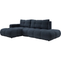 Išskleidžiama apmušta L formos kampinė sofa ALMADA, su patalynės dėže, kairinė, mėlyna