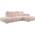 Išskleidžiama apmušta L formos kampinė sofa‑lova ALMADA su daiktų skyriumi, dešinė, rožinė