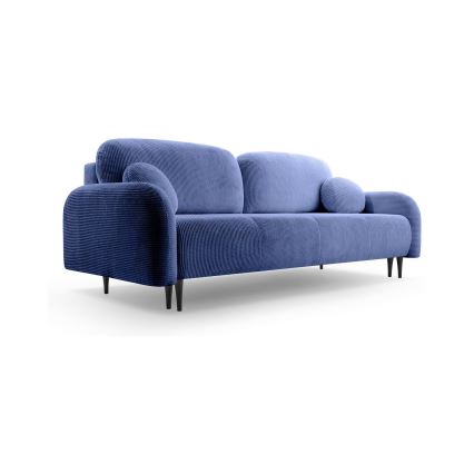 Išskleidžiama apmušta trijų vietų sofa CLOUDY, mėlyna