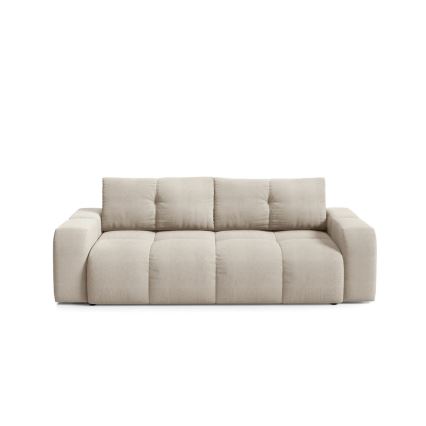 Išskleidžiama apmušta trijų vietų sofa-lova su daiktadėže ALMADA, smėlio spalvos