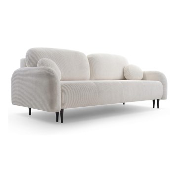 Išskleidžiama apmušta trivietė sofa CLOUDY, kreminė