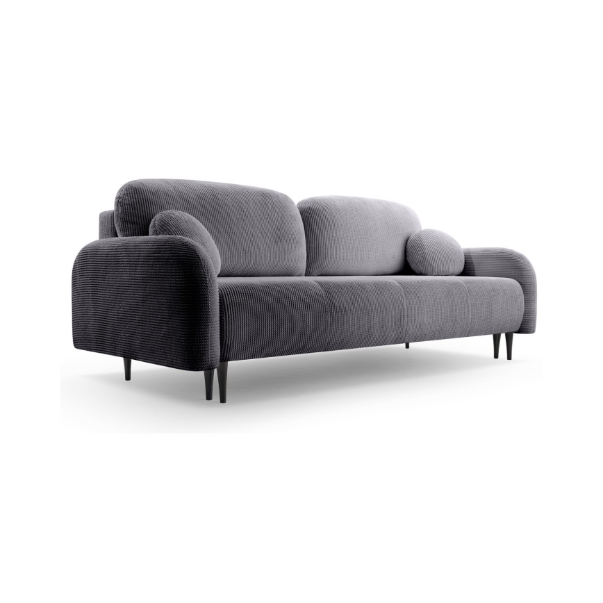 Išskleidžiama apmušta trivietė sofa CLOUDY, pilka