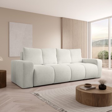 Išskleidžiama apmušta trivietė sofa su patalynės dėže ALMADA smėlinė
